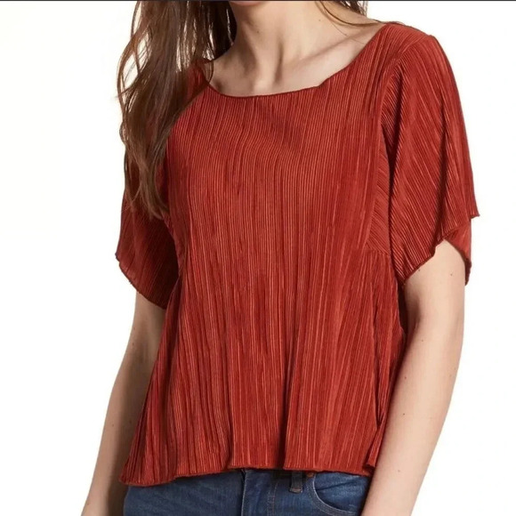 Madewell Texture & Thread Micropleat Top in Rusty Torch - Picture 1 of 15